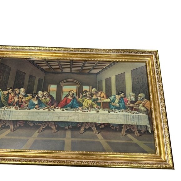 Vtg Last Supper Licensed Enhanced Print Illinois Moulding USA 22.5x14.5” Framed - Picture 3 of 11